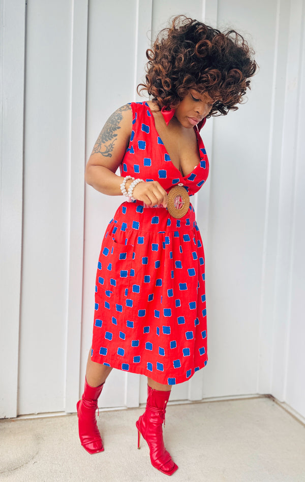 The Red and Blue Vintage Dres (L/XL)