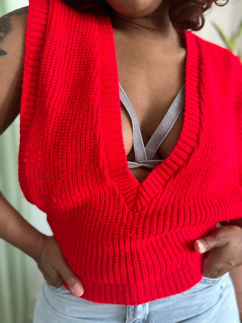 The Red Sweater Vest Top