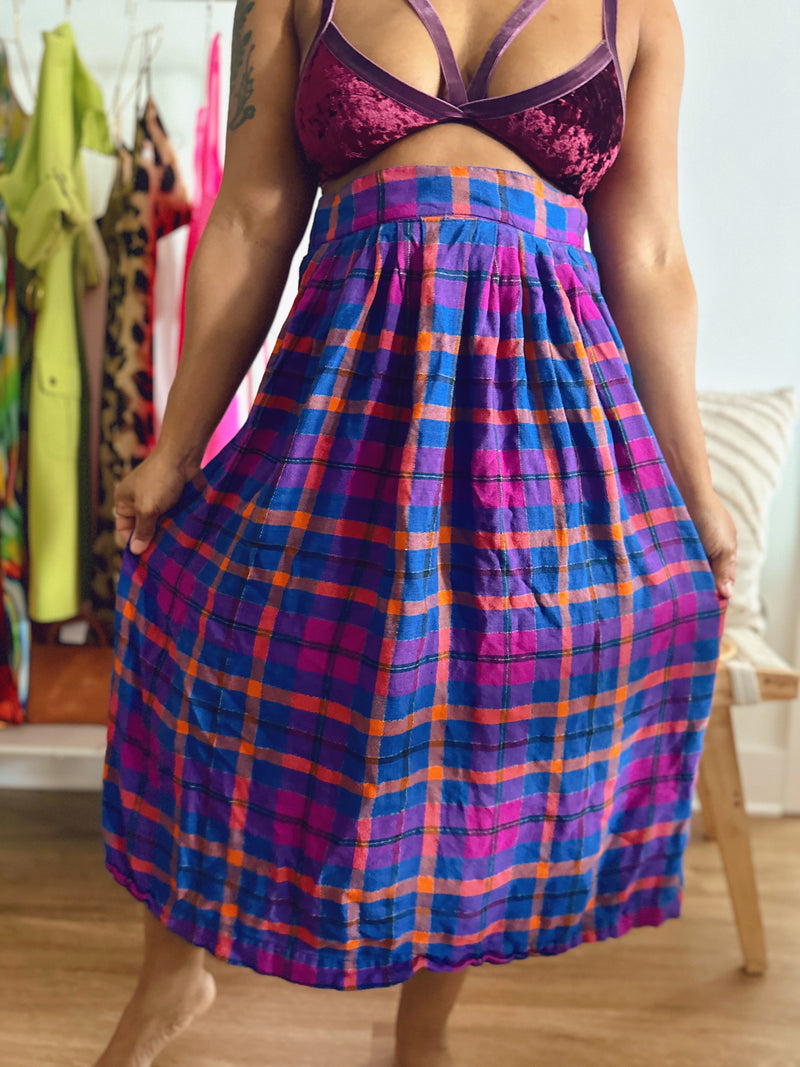 Purple Checkered Skirt (S)