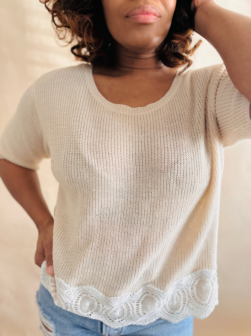 Beige Lace Sweater (L)