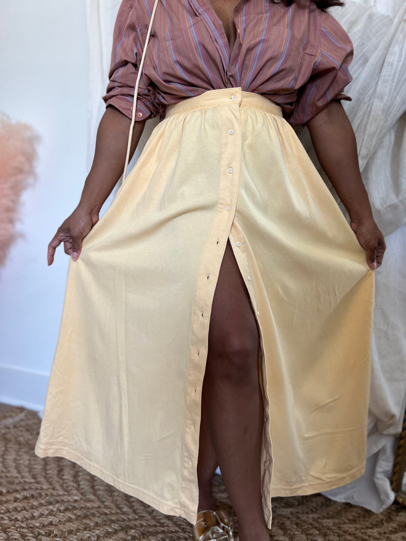 The Yellow Buttoned Skirt( M/L)