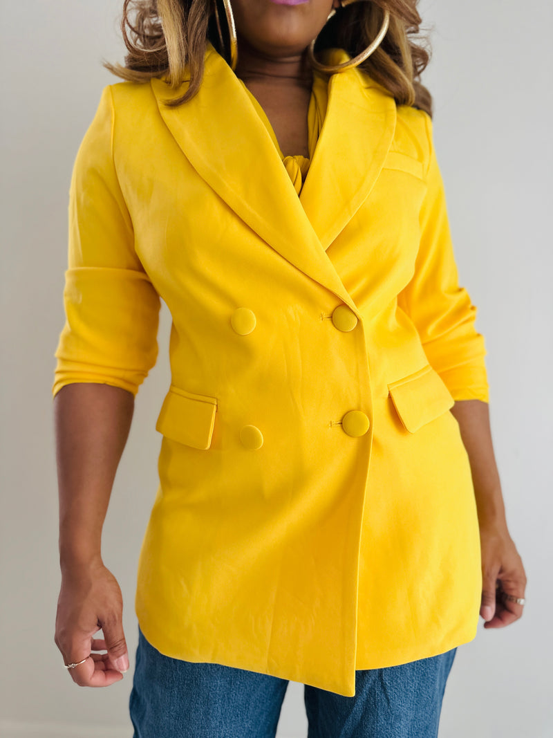 The Notched Blazer-Yellow