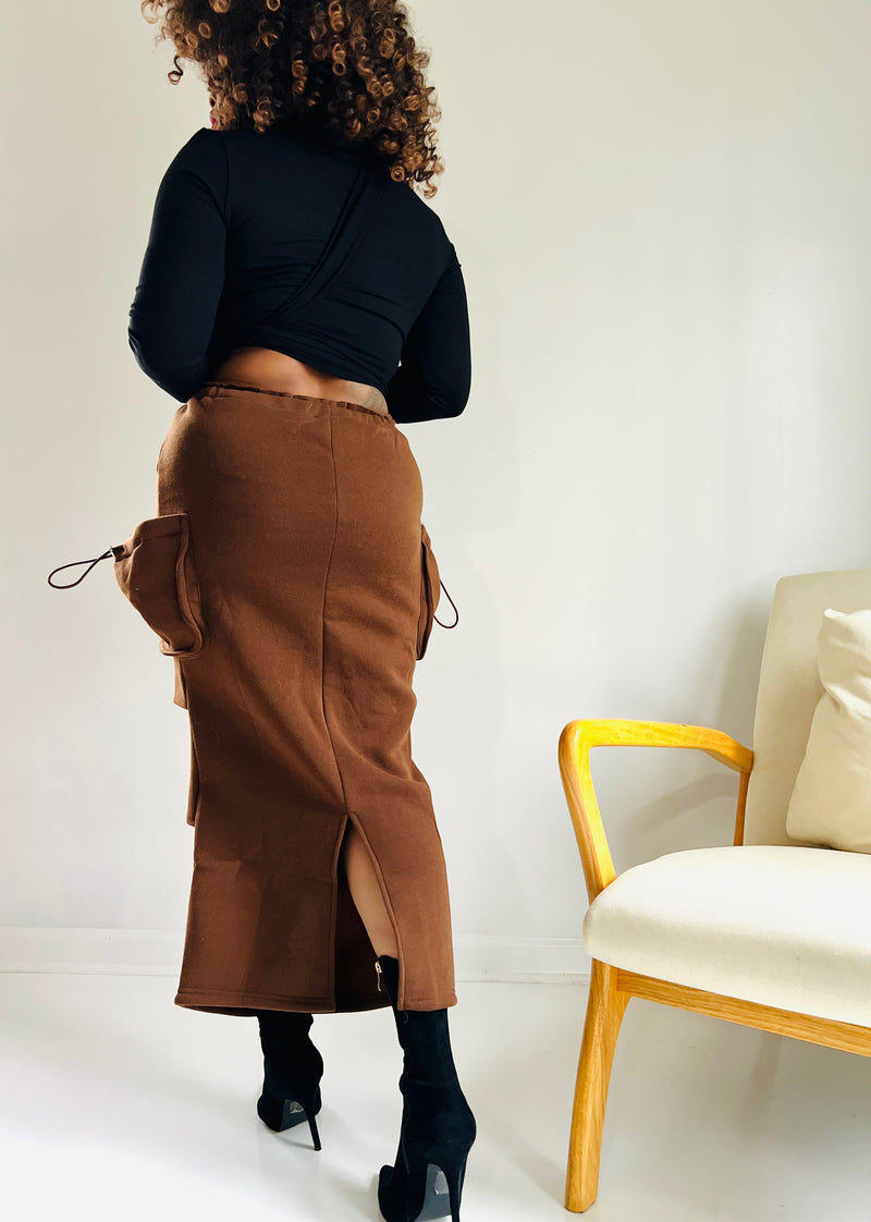 The Soft Terry Skirt- Brown