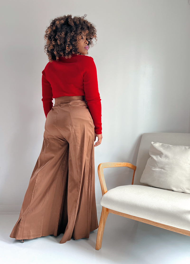 The Wide Leg Bottoms-Brown