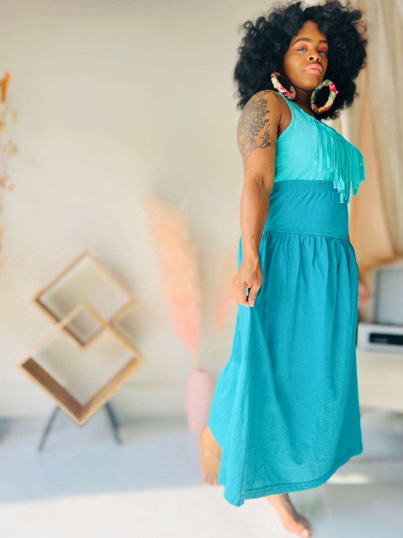 The Teal Cotton Skirt (M-L)