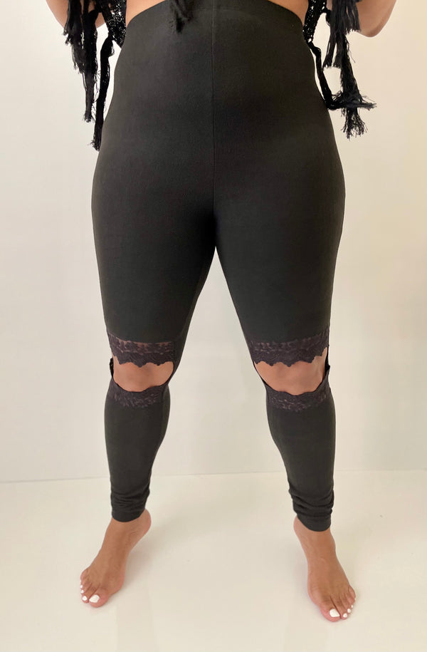 The Lace Cut Out Brushed Cotton Legging