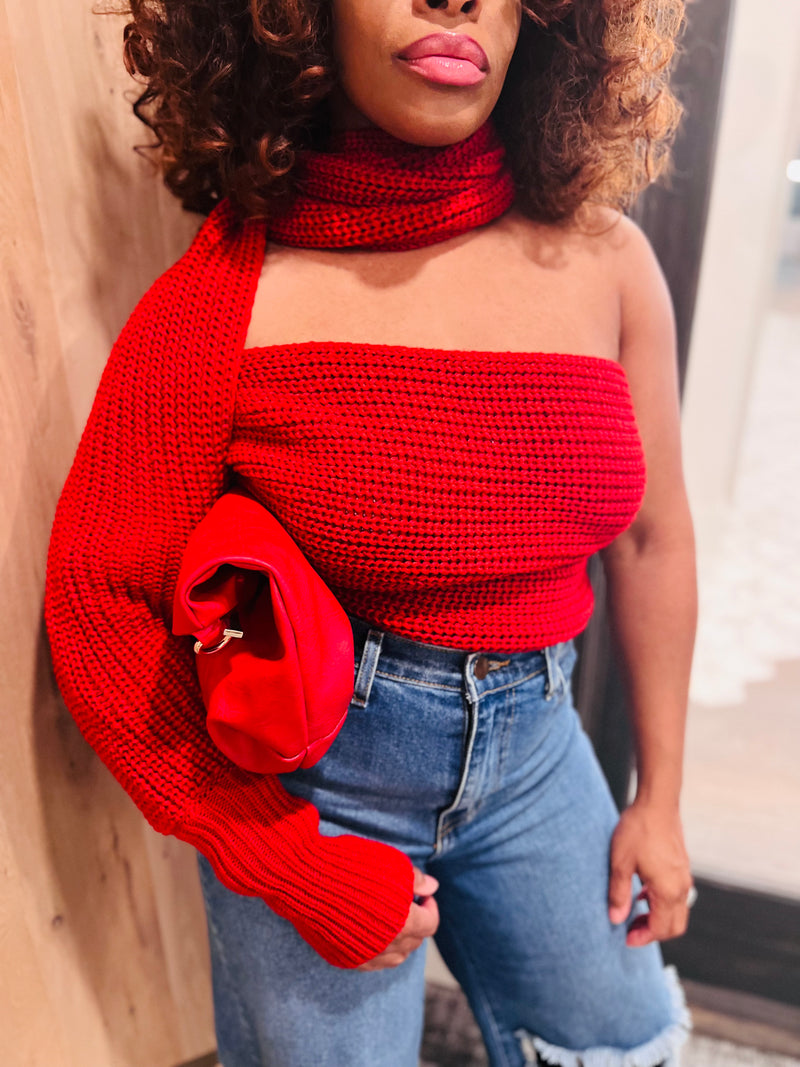 Mock Sweater-Red